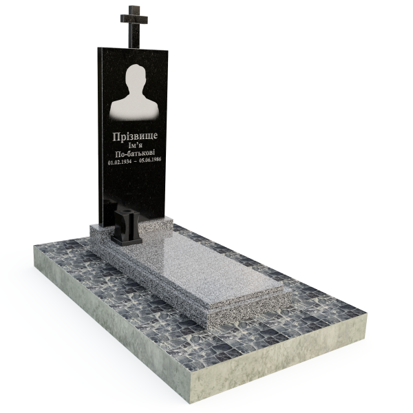 Пам'ятник одинарний прямокутний з хрестиком